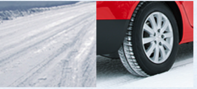 雪道とタイヤの画像